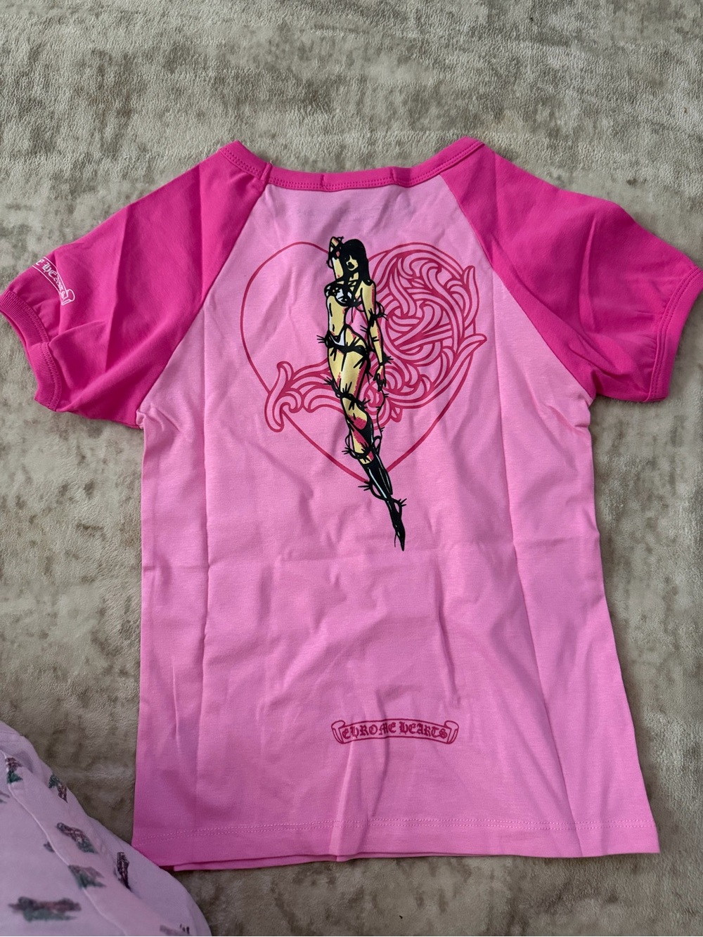Chrome hearts Pink Graphic Tee size S